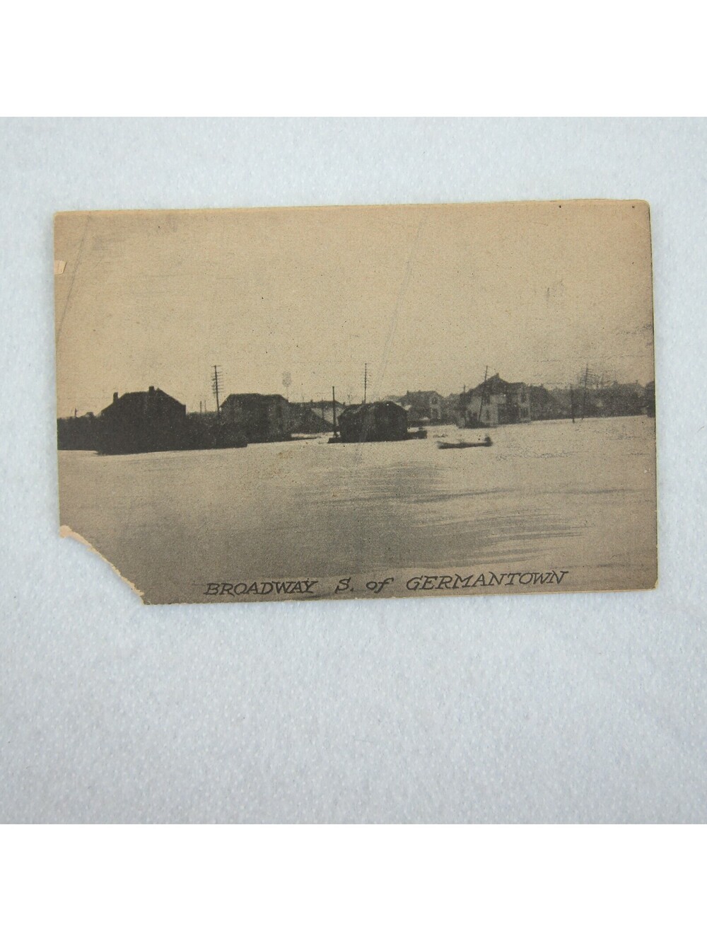 Antique 1914 Postcard Germantown Ohio Flood Broadway South Germantown UNPOSTED